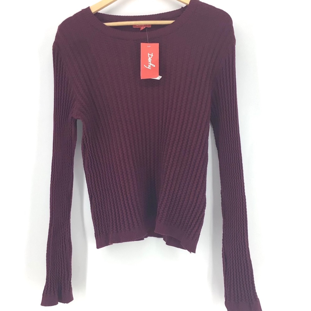Derhy Sarode Burgundy Ribbed Crew Neck Sweater NWT